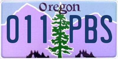 OR license plate 011PBS