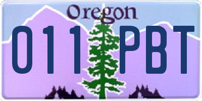 OR license plate 011PBT