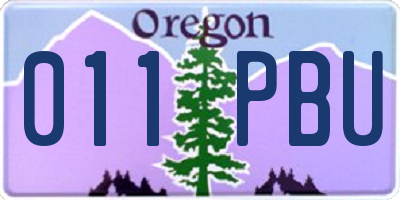 OR license plate 011PBU