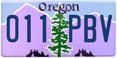 OR license plate 011PBV