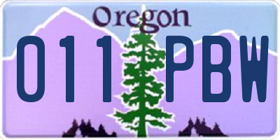 OR license plate 011PBW