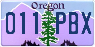 OR license plate 011PBX