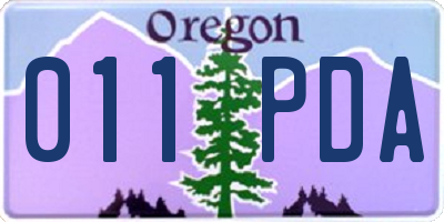 OR license plate 011PDA