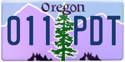 OR license plate 011PDT