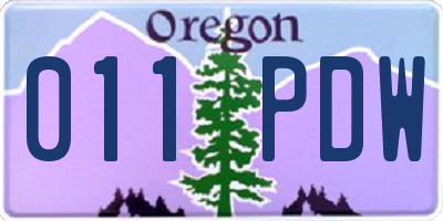 OR license plate 011PDW