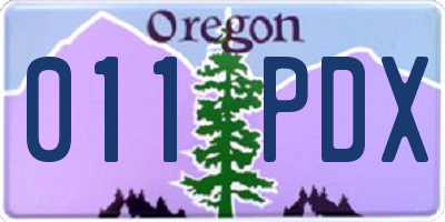 OR license plate 011PDX
