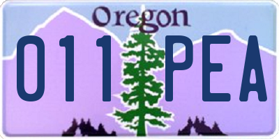 OR license plate 011PEA