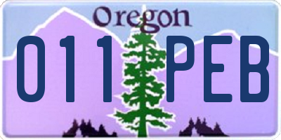 OR license plate 011PEB