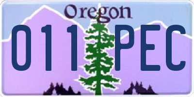 OR license plate 011PEC