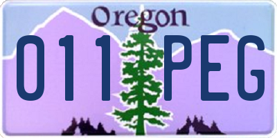 OR license plate 011PEG