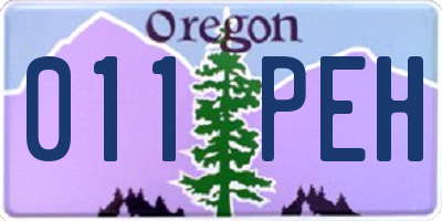 OR license plate 011PEH