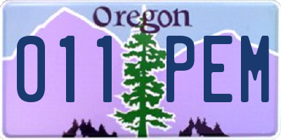 OR license plate 011PEM