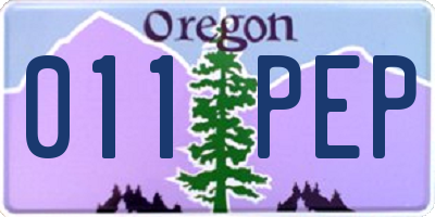 OR license plate 011PEP