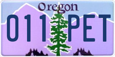 OR license plate 011PET