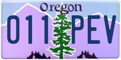 OR license plate 011PEV