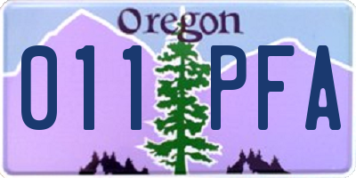 OR license plate 011PFA