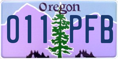 OR license plate 011PFB