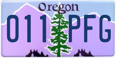 OR license plate 011PFG