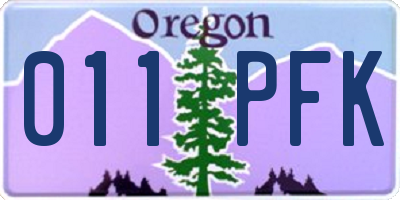 OR license plate 011PFK