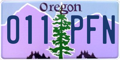 OR license plate 011PFN