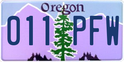 OR license plate 011PFW