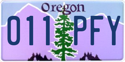 OR license plate 011PFY