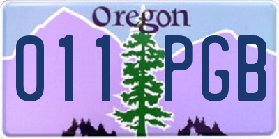 OR license plate 011PGB