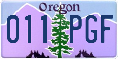 OR license plate 011PGF