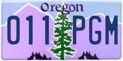 OR license plate 011PGM