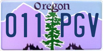 OR license plate 011PGV