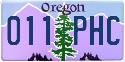 OR license plate 011PHC