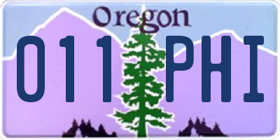 OR license plate 011PHI