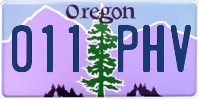 OR license plate 011PHV