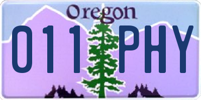 OR license plate 011PHY