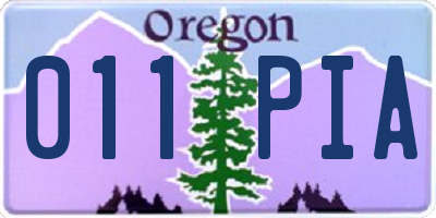 OR license plate 011PIA