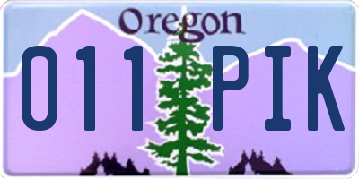 OR license plate 011PIK