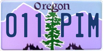OR license plate 011PIM