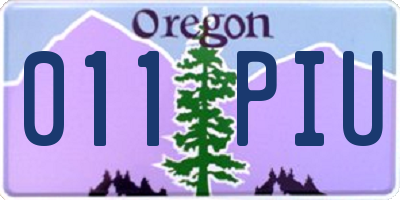 OR license plate 011PIU