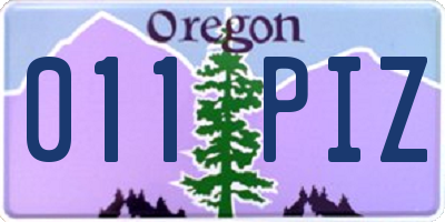 OR license plate 011PIZ