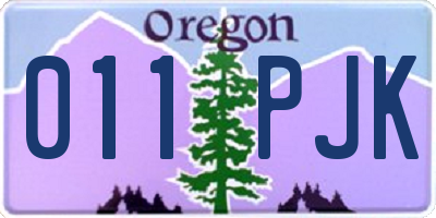 OR license plate 011PJK