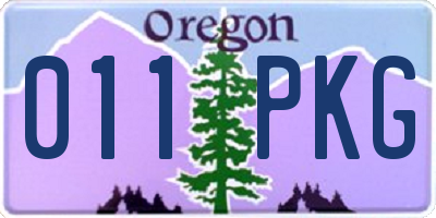 OR license plate 011PKG