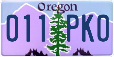 OR license plate 011PKO
