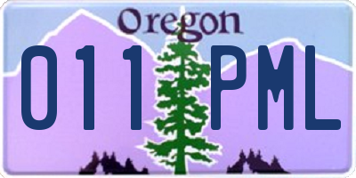 OR license plate 011PML