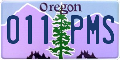 OR license plate 011PMS