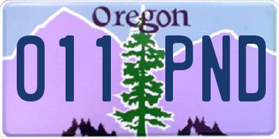 OR license plate 011PND