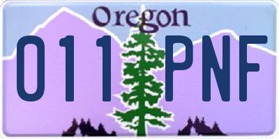 OR license plate 011PNF