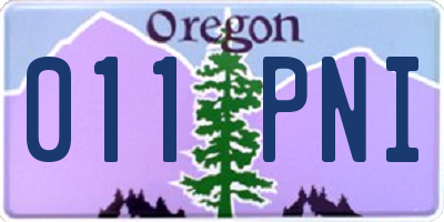 OR license plate 011PNI