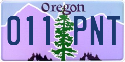 OR license plate 011PNT