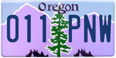 OR license plate 011PNW