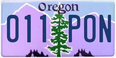 OR license plate 011PON